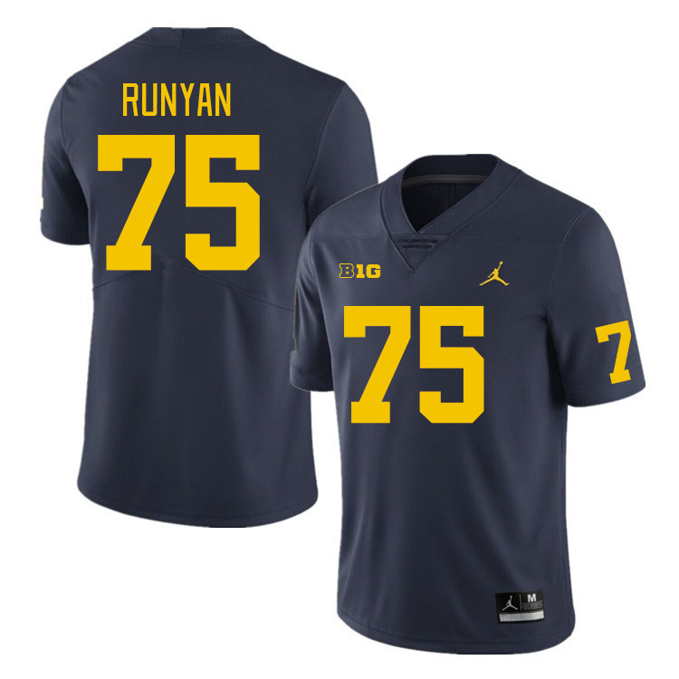 Michigan Wolverines #75 Jon Runyan College Football Jerseys Stitched Sale-Navy